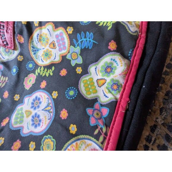 Vtg Unionbay Sugar Skull Book Bag Tote Day Of The Dead Dia De Muertos Goth Blue - Picture 8 of 15